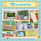 Sunny Days Entertainment Honey Bee Acres Buzzby Farmhouse – 49 Furniture Accessories with 2 Exclusive Figures | 15 Inch Dollhouse Playset | Pretend Play Toys for Kids