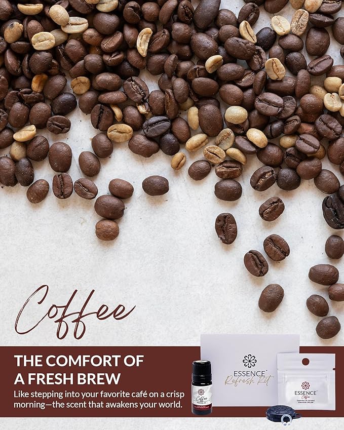 Essence Wearable Aromatherapy Nasal Diffuser – Coffee Essential Oil Nose Ring Silicone Inhaler for Stress & Mood Support - Made in USA & Travel-Friendly