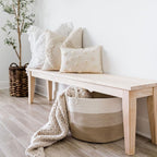 OrganiHaus Extra Large Blanket Basket for Living Room 20x13, Natural Cotton Rope Laundry Basket, Sturdy Hamper for Toy Storage, Cushions & Pillows Storage Bin, Nursery Decor Hamper - Honey