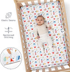 GROW WILD Nautical & Ships Baby Crib Sheets for Boys (3 Pack) - Jersey Knit Fitted Sheet (52" x 28"), Toddler Bedding Set & Baby Boy Crib Bedding Set, Anchors and Ships with Stripes