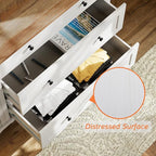 WAMPAT Dresser for Bedroom with 3 Drawers, Kids Dressers with Wide Chest of Drawers, Mid Century Modern Wooden Closet Storage Organizer for Living Room, Nursery, Hallway, White