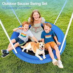 Heavy Duty 500lbs Saucer Swing Set - Outdoor Metal Frame Playground Equipment for Backyard, Includes 45'' Tree Swing & Adjustable Steel Stand - Kids/Toddlers Age 3-12