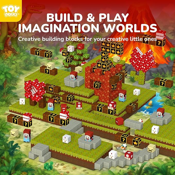 TOY Life Magnetic Blocks - 100PCS Magnetic Building Blocks Set for Kids Age 3-12 Year Old Boys Girls, 1" Mine World Magnet Building Cubes Sets for Toddlers