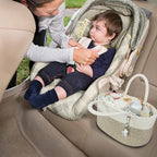 Large Baby Diaper Caddy Organizer for Girl Boy Rope Nursery Storage Bin Basket Portable Holder Tote Bag for Changing Table Car Travel Baby Shower Gifts Newborn Registry Must Haves White and Brown