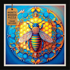 Magnetic Wooden Jigsaw Puzzles with Frame - Wooden Animal Puzzle for Adults - Rompecabezas para Adultos - Living Room Bedroom Wall Decoration Picture - Original Christmas Birthday Gift (Buzzing Bee)