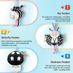 Spiral Car Seat Toys for Babies, 0-6 Months Stroller Pram Activity Hanging Toys High Contrast Black and White Sensory Toy, Newborn Soft Plush Travel Toy for Newborn Boys Girls Gift