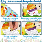 90shine 4PCS Easter Crafts for Kids Ages 4-8 Sticker Books - Basket Stuffer Gift Includes Bunny Egg Chick Gnome and More Designs Create 40 Pictures