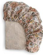 mushie Extra Soft Muslin Fitted Crib Sheet | 192 Thread Count | 28"x 52" (Retro Flowers)