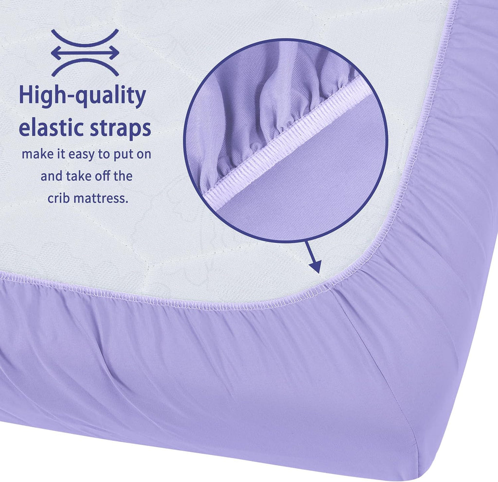 Baby Crib Sheets for Boys Girls, 2 Pack Fitted Crib Sheet for Standard Crib and Toddler Mattress, Soft Microfiber Baby Sheet 52x28x8in. (Purple & Pink)