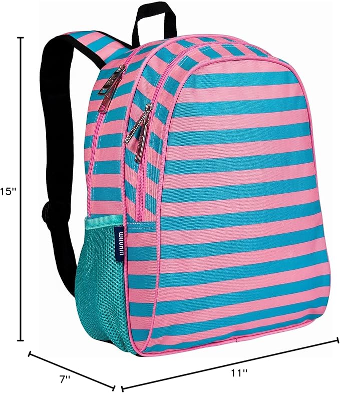 Wildkin 15-inch Kids Backpack – Durable, Padded, Adjustable for School & Travel - Pink Stripes