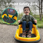 12V Kids Bumper Car, Electric Baby Bumper Car for Toddlers with Remote Control, 3 Speeds - Yellow