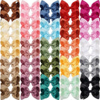 CÉLLOT 50 Pieces 4.5 Inch Hair Bows for Girls Clips Grosgrain Ribbon Boutique Hair Bow Alligator Clips For Girls Teens Toddlers Kids in Pairs