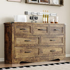 7-Drawer Dresser for Bedroom, Modern Wooden Chest of Drawers with Metal Handles, Anti-Tipping Design, Sturdy and Stable Storage Organizer for Living Room, Entryway, Home Office