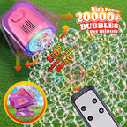 2025 Upgraded Bubble Machine with Remote Control, Automatic Rotation & RGB Lights, 1800mAh Rechargeable Battery, Type-C Charge, Bubble Maker for Kids, Weddings, Birthday Parties, Outdoor Activities