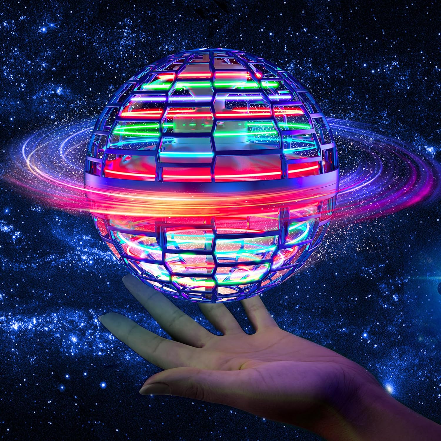 Flying Orb Ball Toys, Galaxy Ball Boomerang Ball Fidget Spinner, Cosmic Globe Toy for Indoor Outdoor, Gift for 6 7 8 9 10+ Year Old Boys Girls Teens - Blue