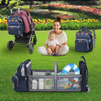 Diaper Bag Backpack Diaper Bag Multifunctional Waterproof Diaper Bag with Changing Station Travel Backpack with Changing Pad, Pacifier Case & Stroller Straps(Blue)