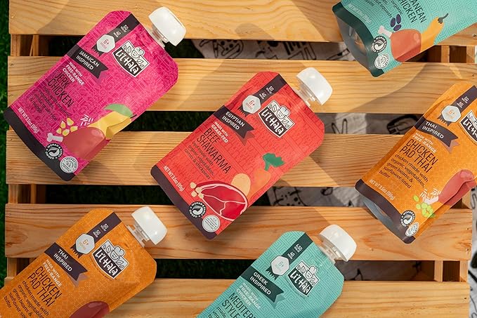 Li’l Hala Baby Food Pouches with Meat – Variety Pack of Toddler Puree Meals – Free-Range Chicken & Grass-Fed Beef – Organic Veggies, Protein & Healthy Fats – 6+ Months – 3.5 oz (12 Pack)