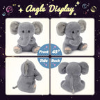 Hopearl LED Musical Stuffed Elephant Lighting Up Singing Plush Toy Adjustable Volume Lullaby Animated Soothe Birthday Festival for Kids Toddler Girls, Gray, 11''