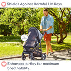 Stroller Sun Shade - Universal UV Protection Cover for Strollers Sunshade with See Through, Clip-On Sun Blocker, Sun Shield for Baby, Breathable Adjustable Fit, Full Coverage, Large