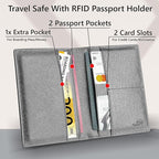 2 Passport Holder - Travel Essentials, RFID Blocking Wallet Credit Card Organiser, Plain Accessories Slim Cover For Men & Women
