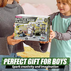 SYNCFUN Military Toy Set with Army Base, Vehicles, Action Figures & Weapon Accessories, Helicopter with Light & Sound - Christmas Birthday Gift for Kids Boys Girls