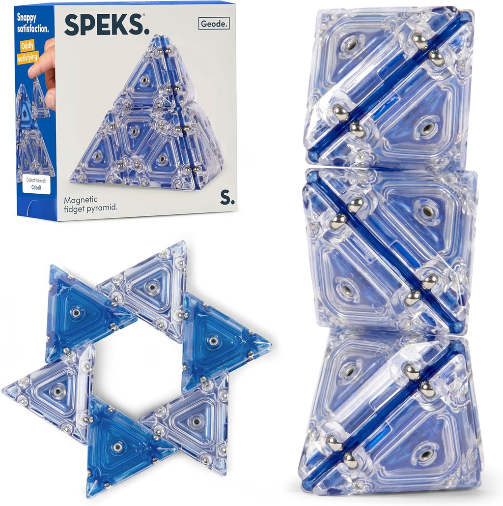 Speks Geode Pyramid 12-Piece Building Set - Cobalt - Fun Desk Toy for Adults