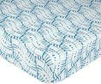Crane Baby Soft Cotton Crib Mattress Sheet, Fitted Sheet for Cribs and Toddler Beds, Indigo Blue, 28”w x 52”h x 9”d