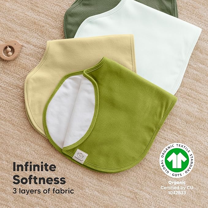 KeaBabies 4-Pack Baby Burp Cloths Baby Girl, Boy - Organic Cotton Burp Cloth, Extra Large, Absorbent, Soft Burping Cloths & Bibs Set for Babies, Newborn Burp Clothes, Thick Burp Rags (Palms)