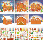 LINAYE 48PCS Make A Gingerbread House Stickers, Christmas Crafts for Kids, Gingerbread House Craft Stickers, 24 Finished Products
