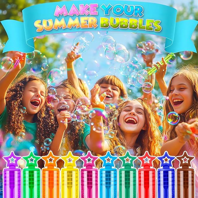 160 PCS Mini Star Bubble Wands for Kids, 10 Colors Bulk Bubble Wand with Star Top, Perfect for Party Favors, Wedding, Birthday, Carnival, Summer Outdoor Toys,Goody Bags Stuffer,Prize