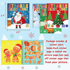 90shine 4PCS Christmas Crafts for Kids Ages 4-8 Sticker Paint Books - Includes Santa Clause Snowman Elf Gnome and More Designs Gift Party Create 40 Pictures