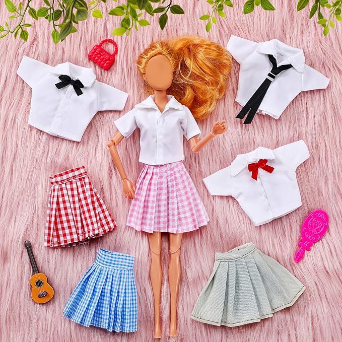 Bencailor 8 Pieces Summer Doll Clothes for 11.8 Inch Doll Accessories Shirt Skirts Dress Outfit Clothing for Birthday Gift(Cute)