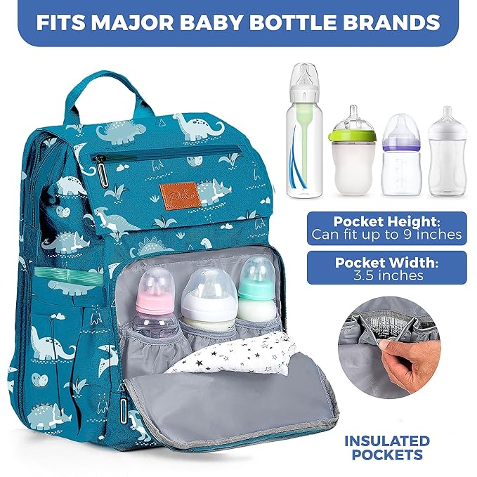 PILLANI Baby Diaper Bag Backpack - Large Bag for Boys & Girls, Waterproof Diaper Backpack - Travel Diaper Bags w/Changing Pad, Baby Registry Search & Shower Gifts - Essentials Must Haves Newborn Stuff