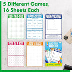 Road Trip Game Pad, 80 Perforated Sheets Travel Activity Pad, 5 Games in 1 Pad, Plane, Car Trip Activity, Pen Pencil & Paper Game for Kids, Adults (6” x 9”)