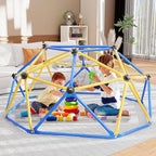 Climbing Dome, 6FT Geometric Dome Climber for Kids, Kids Indoor Outdoor Jungle Gym Supports 600lbs, Easy Assembly Playground Jungle Gym Backyard Play Equipment, Yellow+Blue