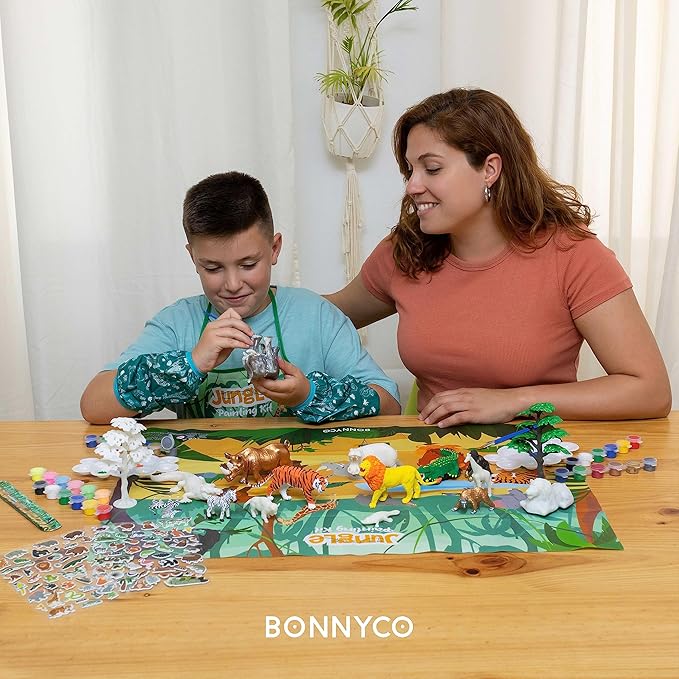BONNYCO Animal Toys for Kids Painting Kit with 16 Figurines Animal Kids Crafts 4-8 with Glow in The Dark, Safari Gifts for Boys and Girls | Boy Toys 3 4 5 6 7 8 9 10 Years Old Birthday Christmas
