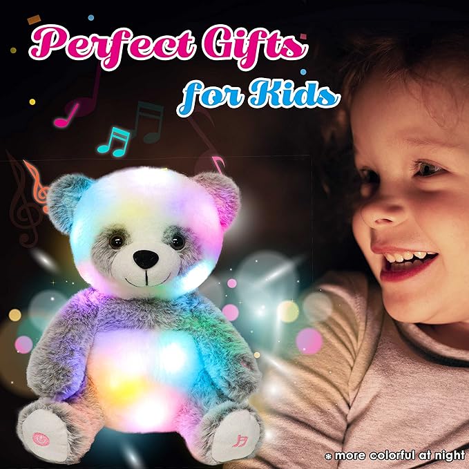 Cuteoy Light-up Singing Plush Panda LED Musical Stuffed Animal Adjustable Volume Lullaby Plushies Birthday Christmas Toy Gifts for Kids Toddler Girls, 13"
