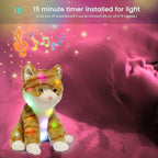 Hopearl LED Musical Stuffed Kitty Lighting Up Singing Plush Cat Adjustable Volume Lullaby Animated Soothe Birthday Festival for Kids Toddler Girls, Orange, 12.5''