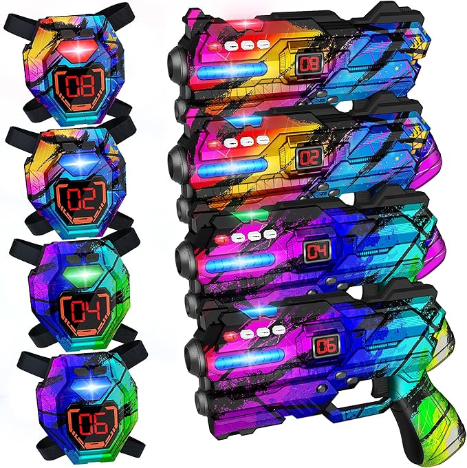 Laser Tag Guns Set of 4 Laser Tag Guns with Digital LED Score Display Vests,Gifts for Teens and Adults Boys & Girls,Adults and Family Fun,Gift for Kids Ages 8 9 10 11 12+Year Old Boy