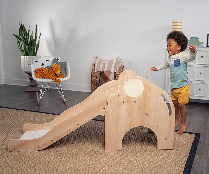 Avenlur Nima Indoor Slide - Elephant Shape Montessori Waldorf Style - Safe, Sturdy, and Reliable - Perfect Indoor Play Space for Developing Motor Skills and Balance in Toddlers and Kids Ages 1 to 5yrs