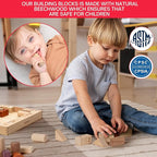 Alphabet Number Early Math Wooden Building Blocks Set - 86 Blocks in 6 Shapes with Wooden Storage Tray. Preschool Montessori Kids Toys. Stacking Learning Toys for Toddlers. Age 3 Years +