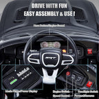 12V 7Ah Kids Electric Ride on Car, Licensed Dodge Charger SRT Hellcat, Battery Powered 4-Wheels Toy Car Electric Vehicle for Kids with Remote Control, 3 Speeds, LED Lights, Music (Black)