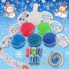 LAWOHO Build a Snowman Kit - 500ML Crystal Slime, Clay & Christmas Charms, Snowman Crafts for Kids, Stocking Stuffers for Adults, Slime Party Favors Kit