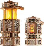 Wood Trick Antique Lantern Luminous LED 3D Wooden Puzzles for Adults and Kids to Build - 2-Mode Lighting - Engineering DIY Project Mechanical 3D Puzzle Model Kits for Adults
