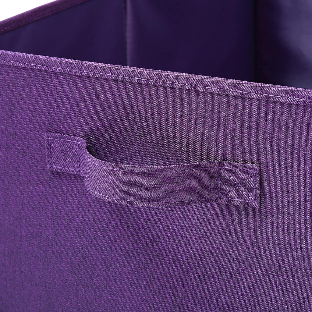 HOONEX Storage Bins with Lids for Organizing, Pack of 2, Storage Boxes with 2 Carry Handles and Sturdy Heavy Cardboard, 16.5" L x 11.8" W x 7.5" H for Shoes, Books, Clothes, Nursery, Dark Purple