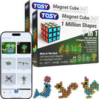 TOSY Magnet Cube 3x3 - 240 Magnets, 30 Blocks, 7 in 1: Puzzle Cube Game, Creative Building Blocks, Transformable Fidget Spinner, Infinity Cube, Magnet Tiles, UV Flashlight, Glowing STEM Toy, 2-Pack