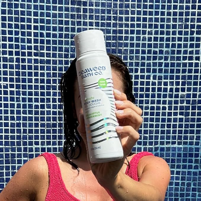 Seaweed Bath Co. Hydrate Body Wash - Eucalyptus Peppermint - Hydrating Foaming Cleanser with Nourishing Natural Ingredients - Vegan, Paraben and Sulfate Free Shower Gel - 12 oz (Pack of 2)