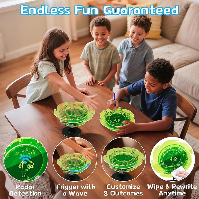 STEM DIY Toys Hand Assembly Electronic Spin the Wheel | Science Craft Kit for Kids Ages 8-9-10-11-12-13-14-15+ Years Old | Educational Gifts for Boys&Girls | Video Guide|(Fire Wheel-Fluorescent Green)