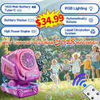 2025 Upgraded Bubble Machine with Remote Control, Automatic Rotation & RGB Lights, 1800mAh Rechargeable Battery, Type-C Charge, Bubble Maker for Kids, Weddings, Birthday Parties, Outdoor Activities