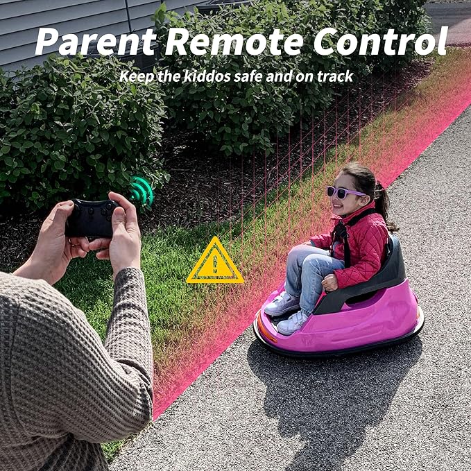 12V Kids Bumper Car, Electric Baby Bumper Car for Toddlers with Remote Control, 3 Speeds - Pink